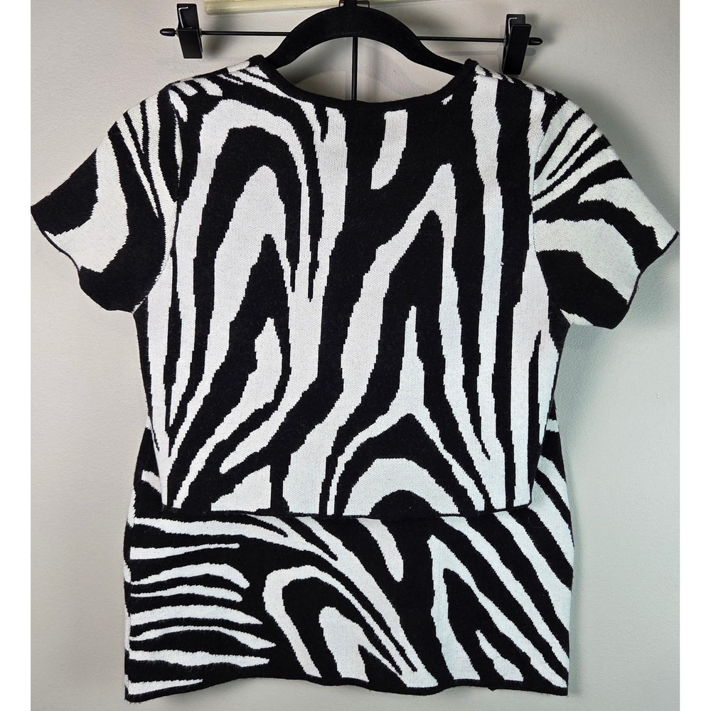 Double Zero Skirt Set Women S Black White Excellent Zebra Print Knit DZ22G984